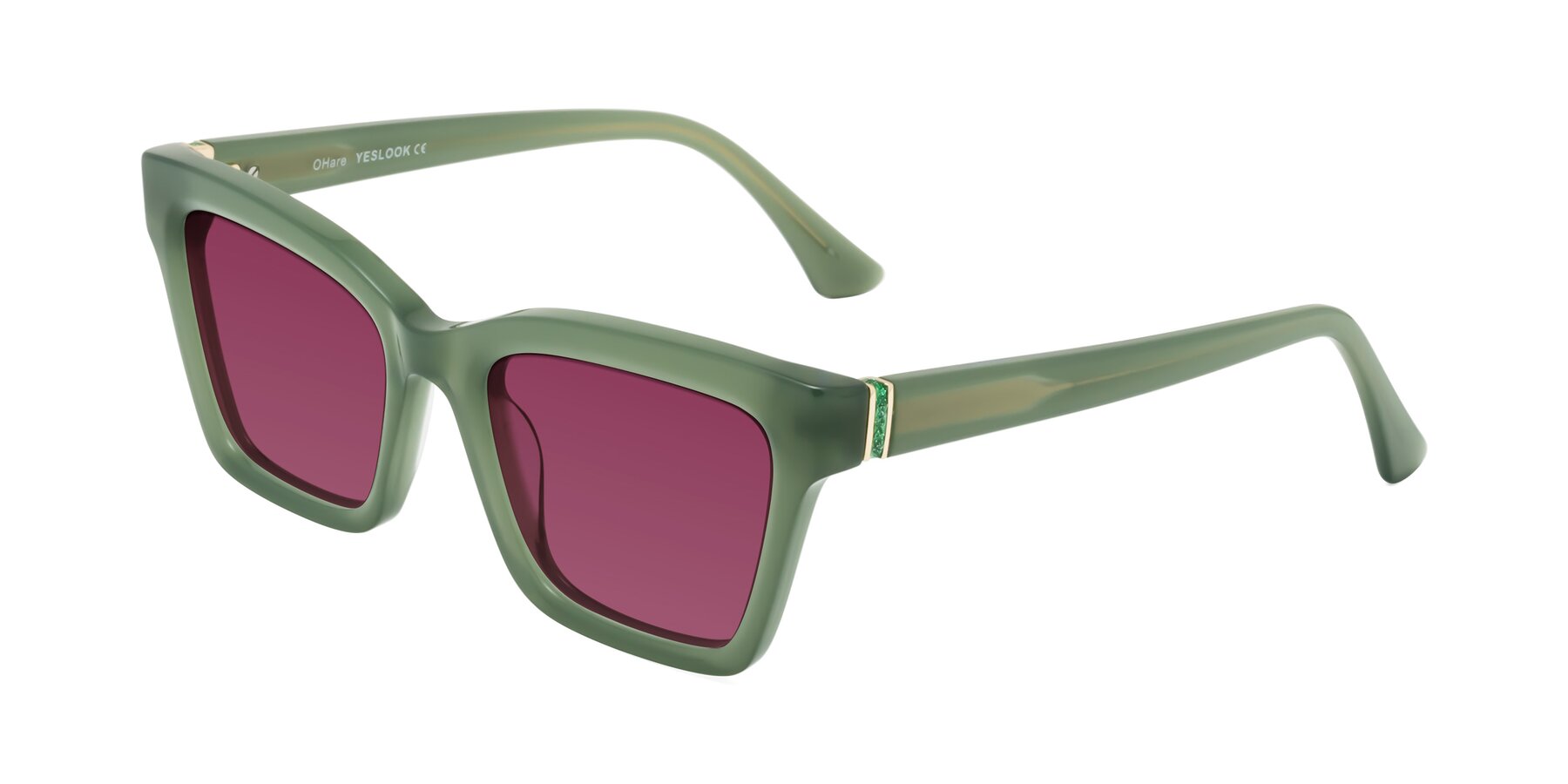 Angle of OHare in Sage Green with Wine Tinted Lenses