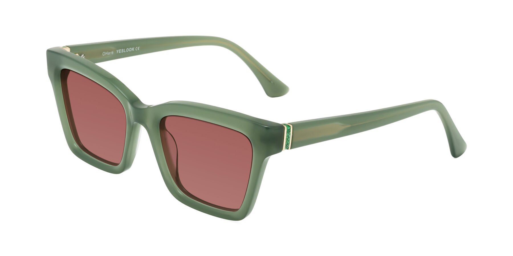Angle of OHare in Sage Green with Garnet Tinted Lenses