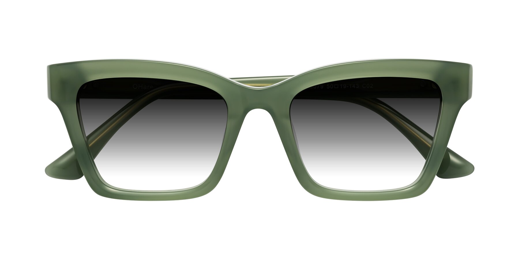 Folded Front of OHare in Sage Green with Gray Gradient Lenses