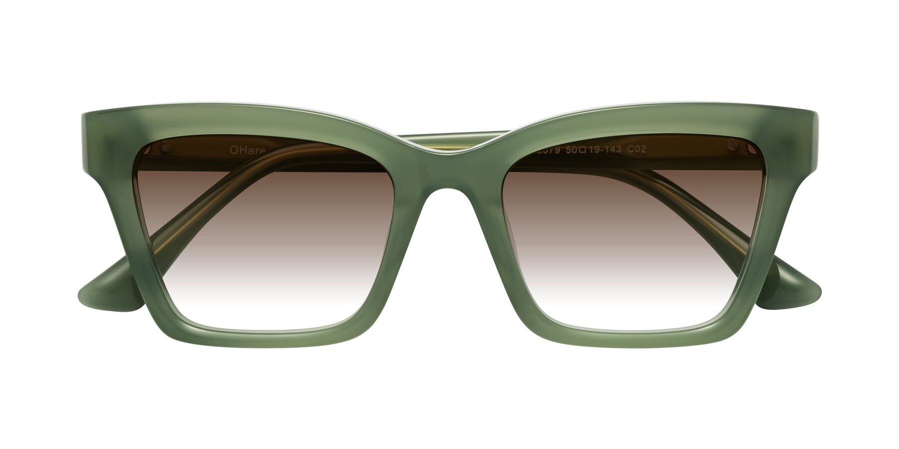 Folded Front of OHare in Sage Green with Brown Gradient Lenses