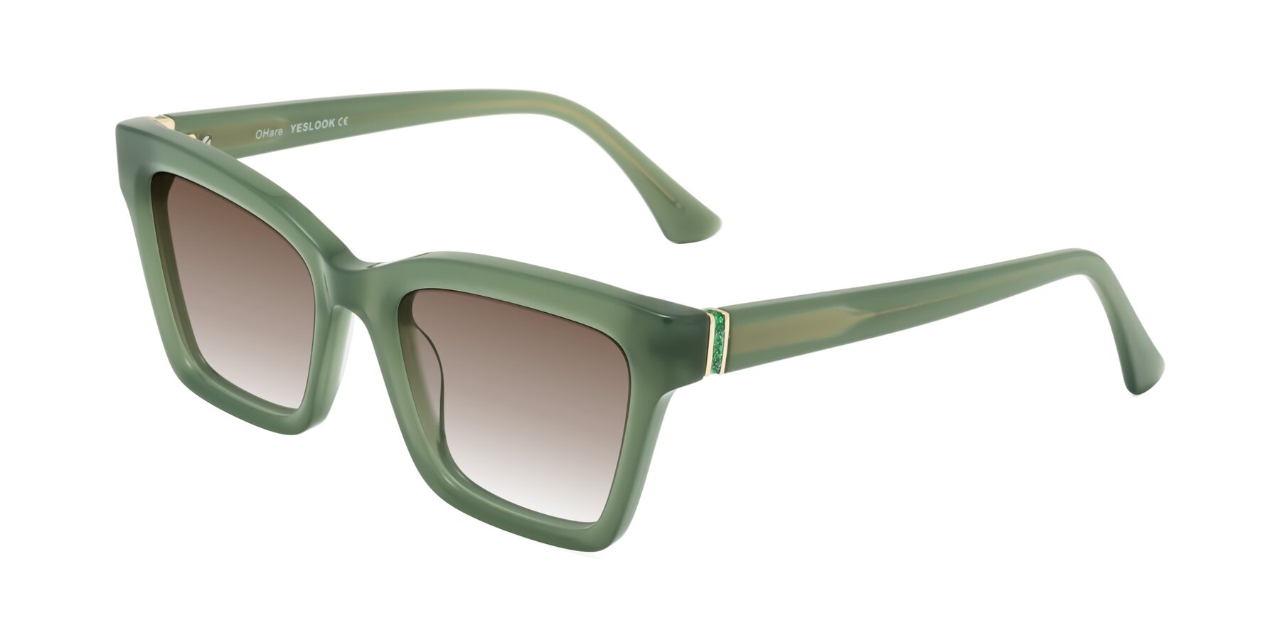 Angle of OHare in Sage Green with Brown Gradient Lenses