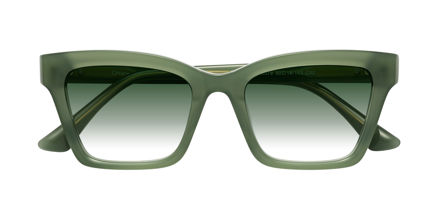 Folded Front of OHare in Sage Green with Green Gradient Lenses