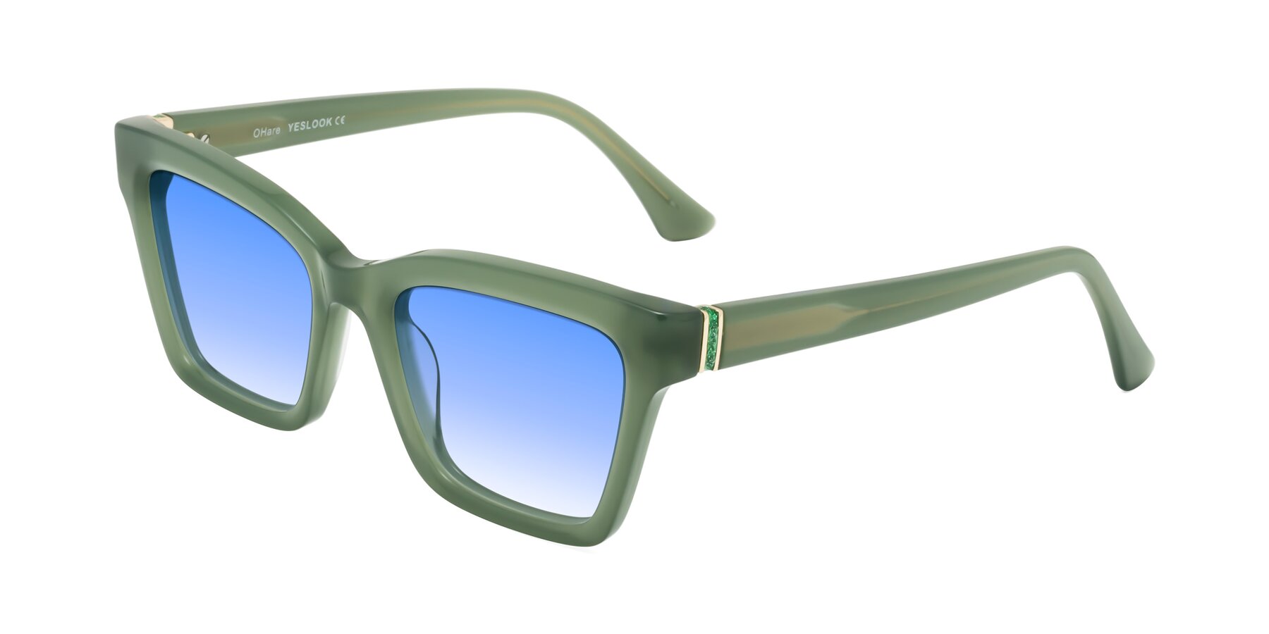 Angle of OHare in Sage Green with Blue Gradient Lenses