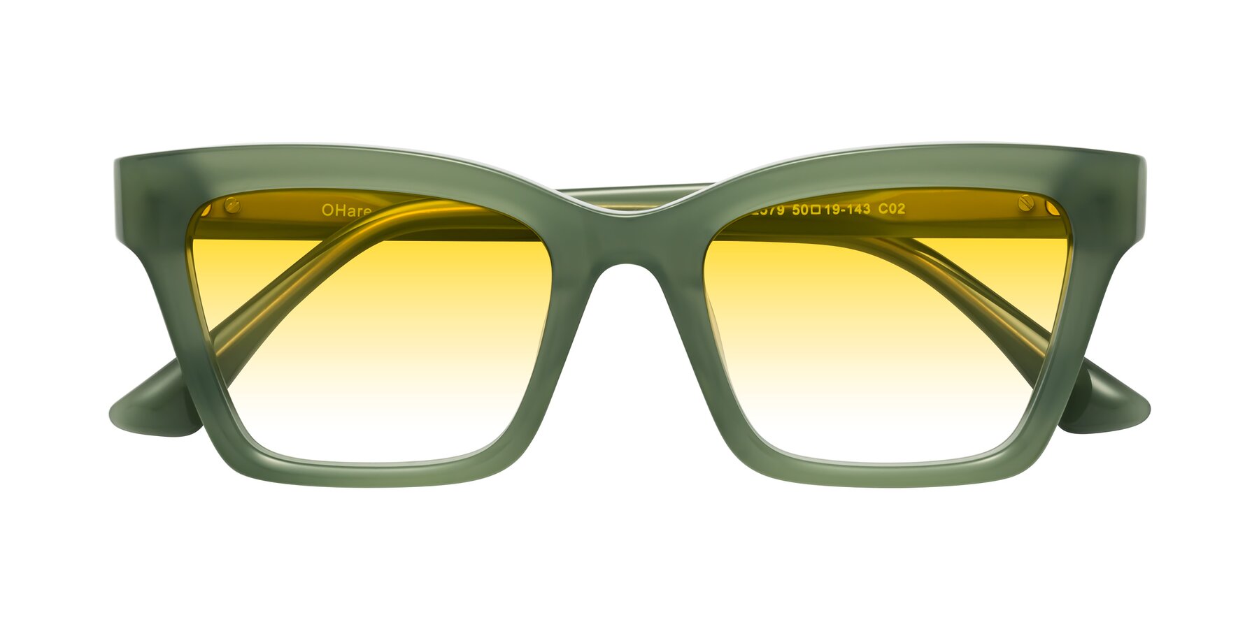 Folded Front of OHare in Sage Green with Yellow Gradient Lenses