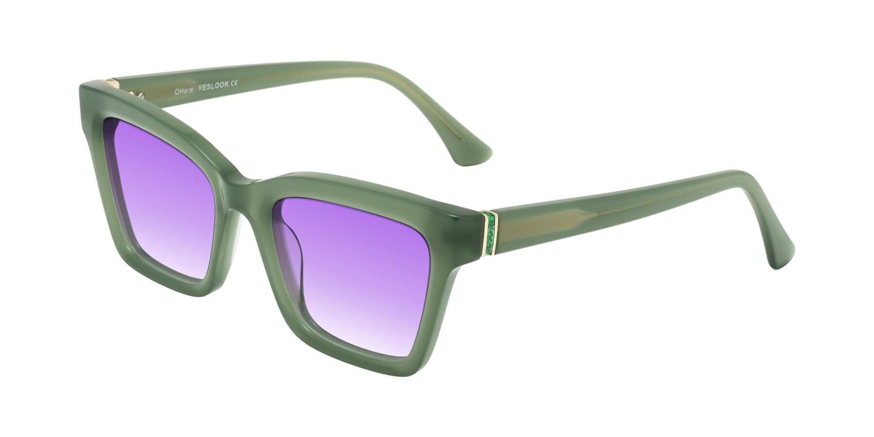 Angle of OHare in Sage Green with Purple Gradient Lenses