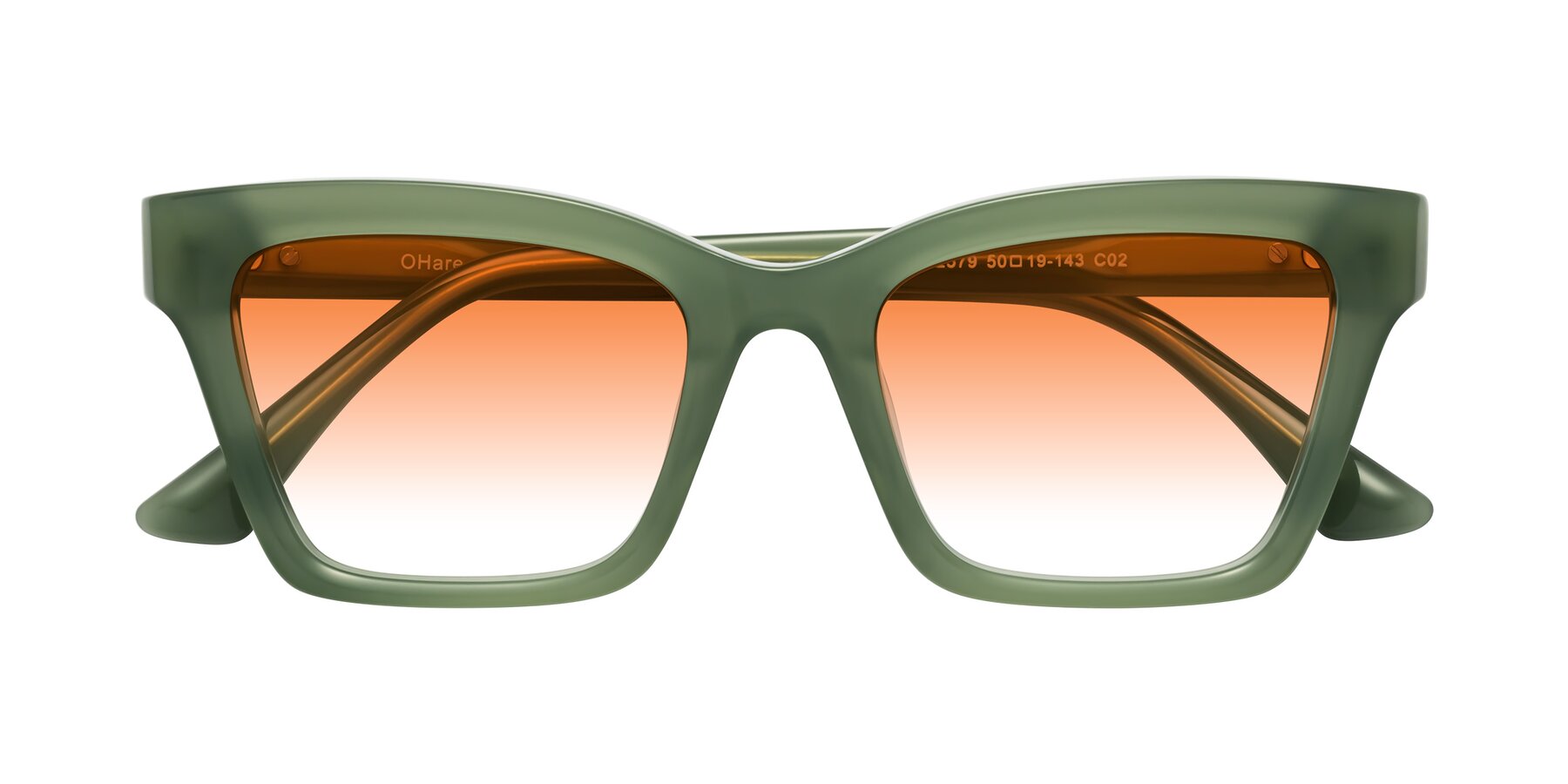 Folded Front of OHare in Sage Green with Orange Gradient Lenses
