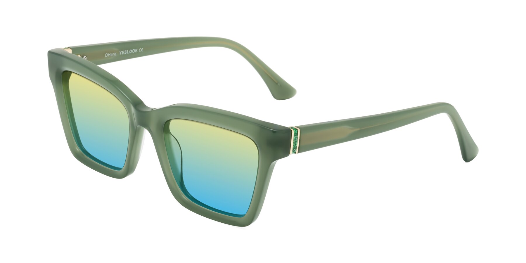 Angle of OHare in Sage Green with Yellow / Blue Gradient Lenses