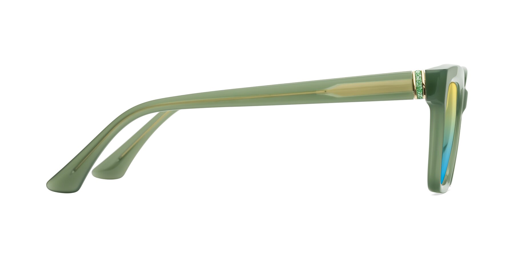 Side of OHare in Sage Green with Yellow / Blue Gradient Lenses