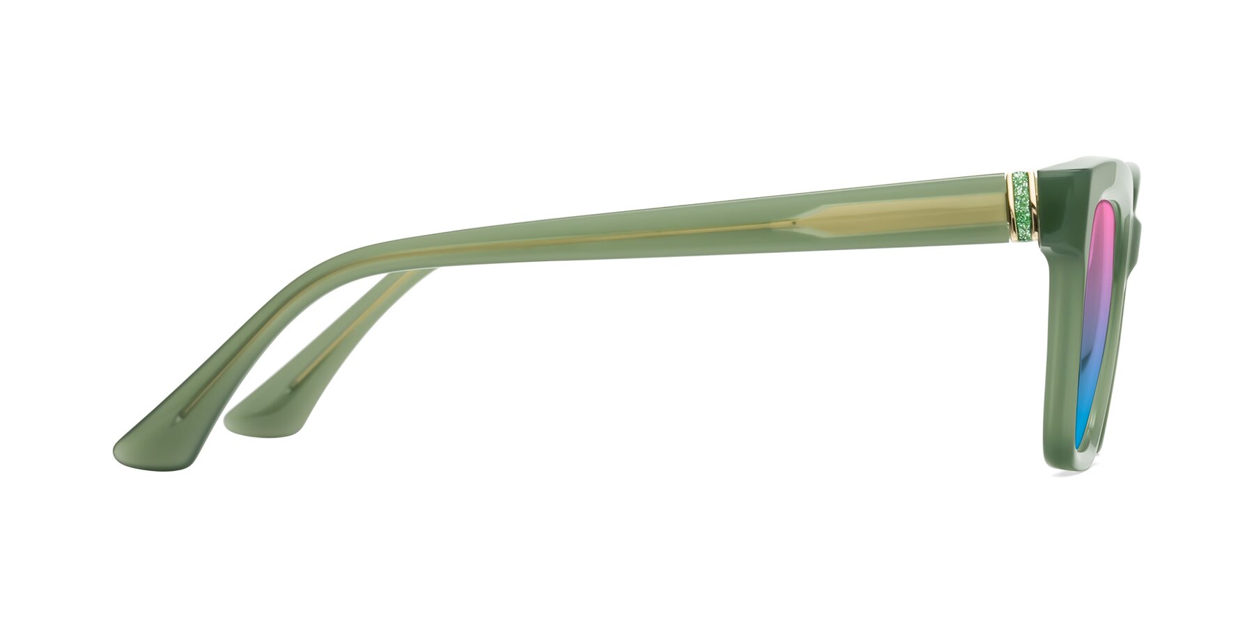 Side of OHare in Sage Green with Pink / Blue Gradient Lenses