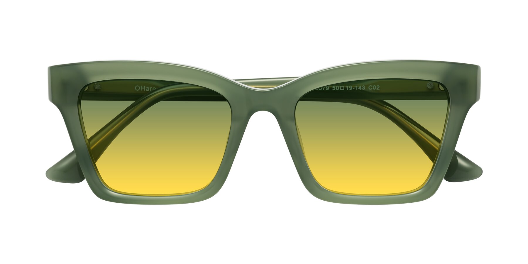 Folded Front of OHare in Sage Green with Green / Yellow Gradient Lenses