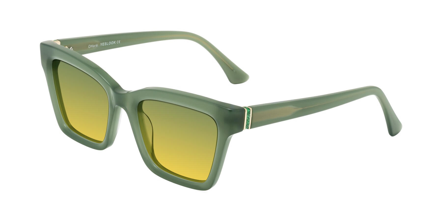 Angle of OHare in Sage Green with Green / Yellow Gradient Lenses