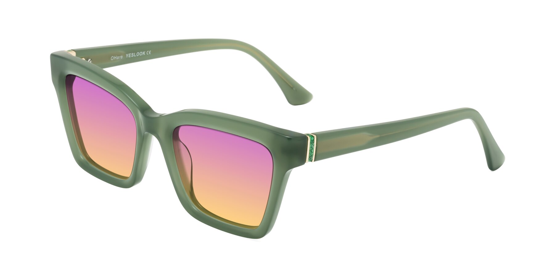 Angle of OHare in Sage Green with Purple / Yellow Gradient Lenses