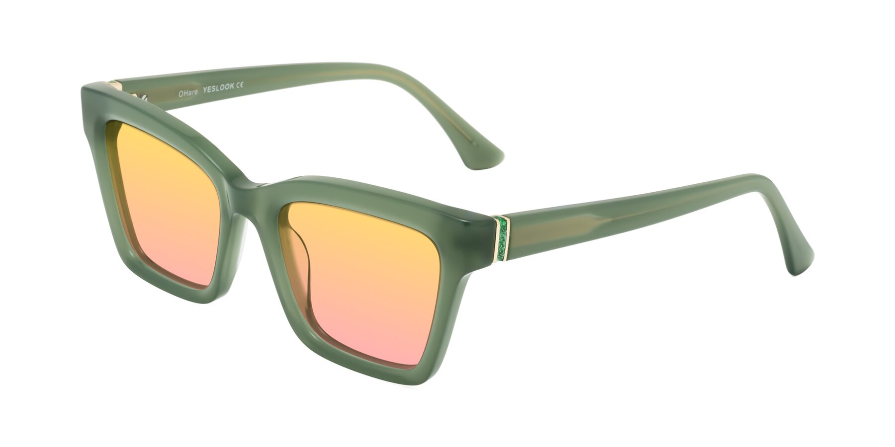 Angle of OHare in Sage Green with Yellow / Pink Gradient Lenses