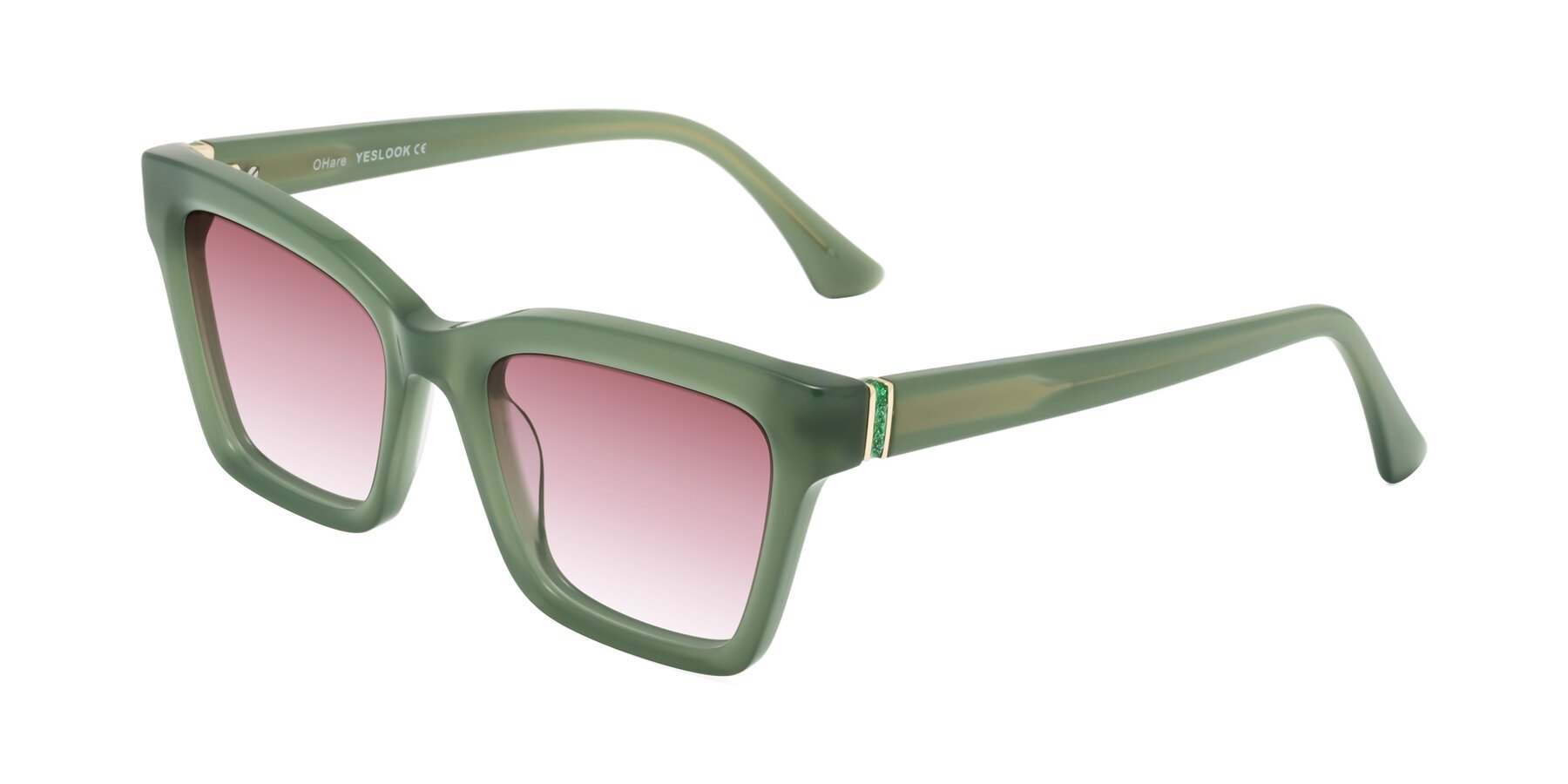 Angle of OHare in Sage Green with Garnet Gradient Lenses