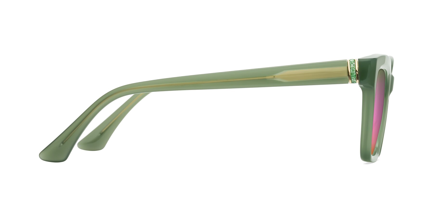 Side of OHare in Sage Green with Pink Mirrored Lenses