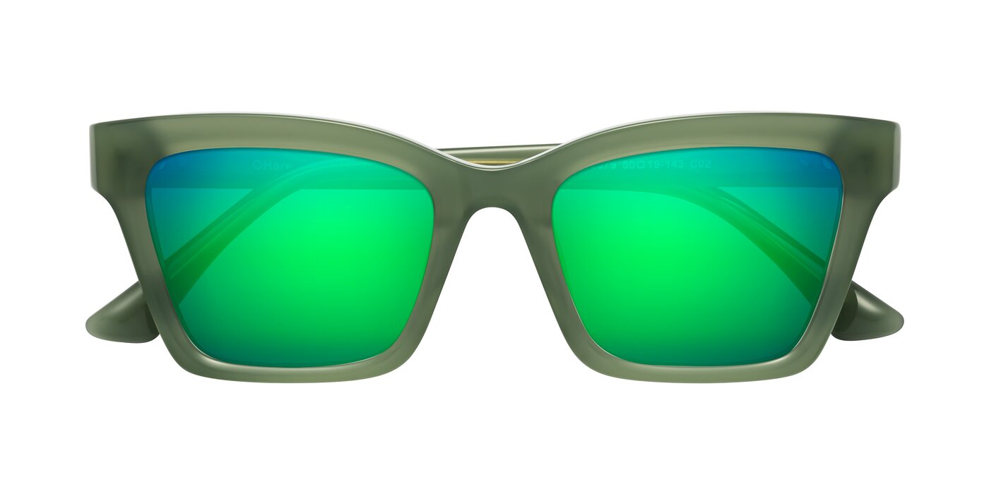 OHare - Sage Green Flash Mirrored Sunglasses