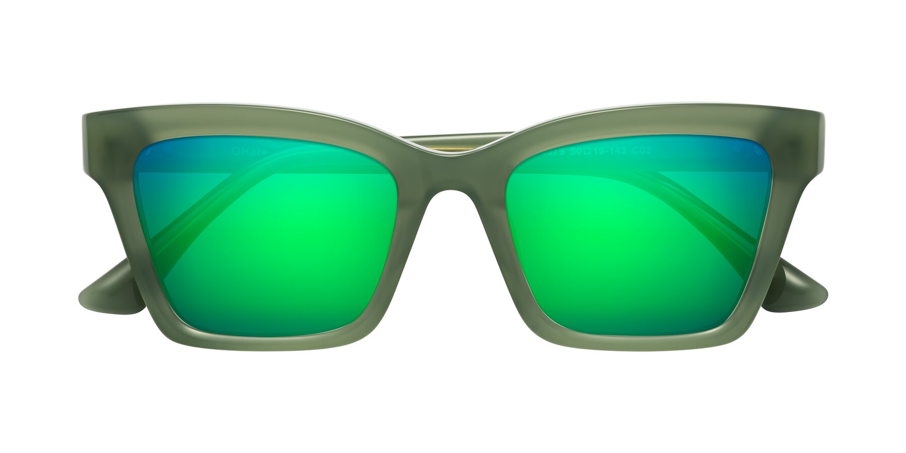 Folded Front of OHare in Sage Green with Green Mirrored Lenses