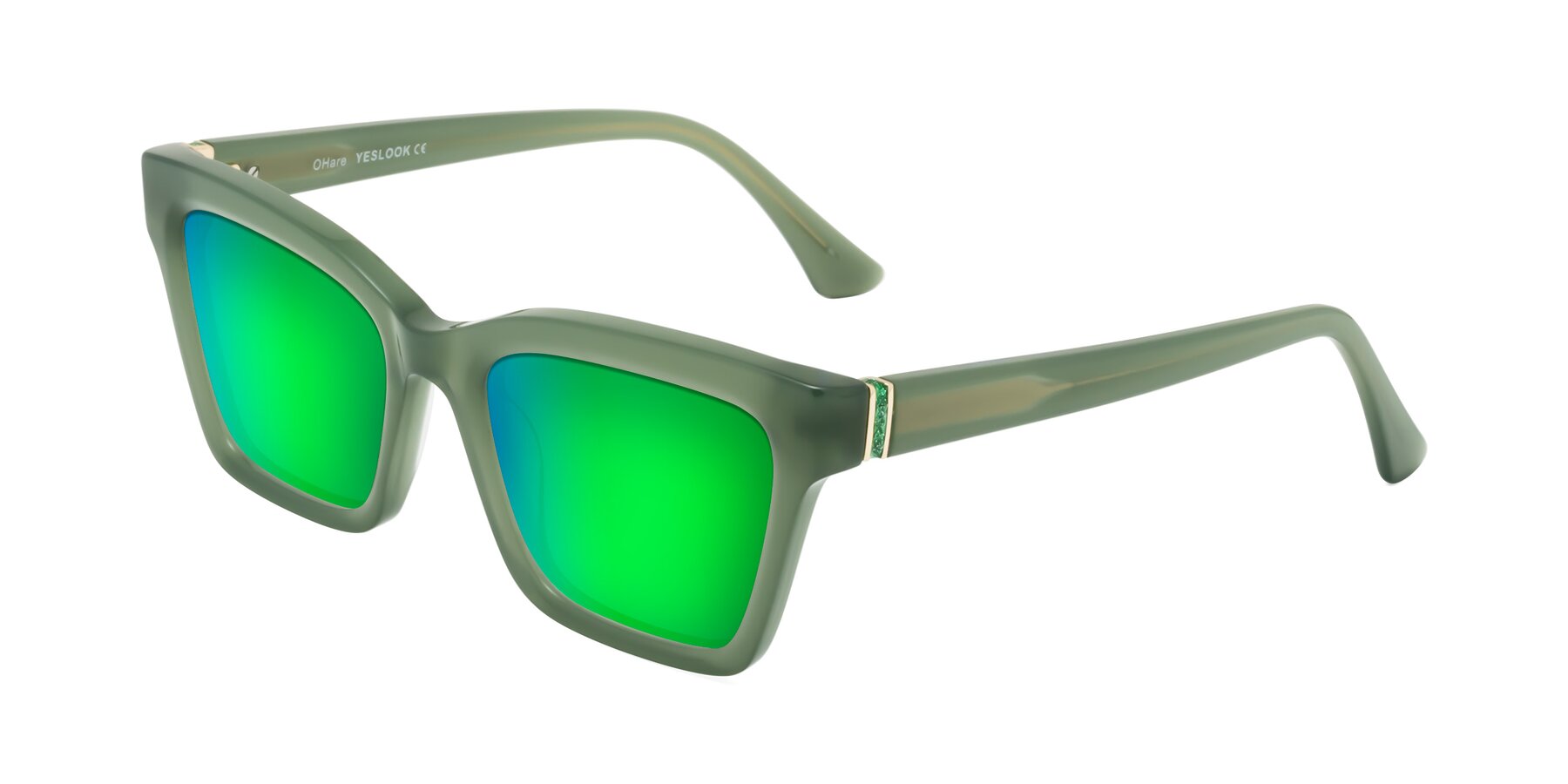 Angle of OHare in Sage Green with Green Mirrored Lenses