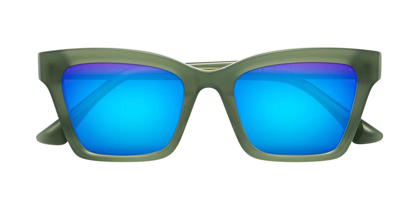 OHare - Sage Green Flash Mirrored Sunglasses