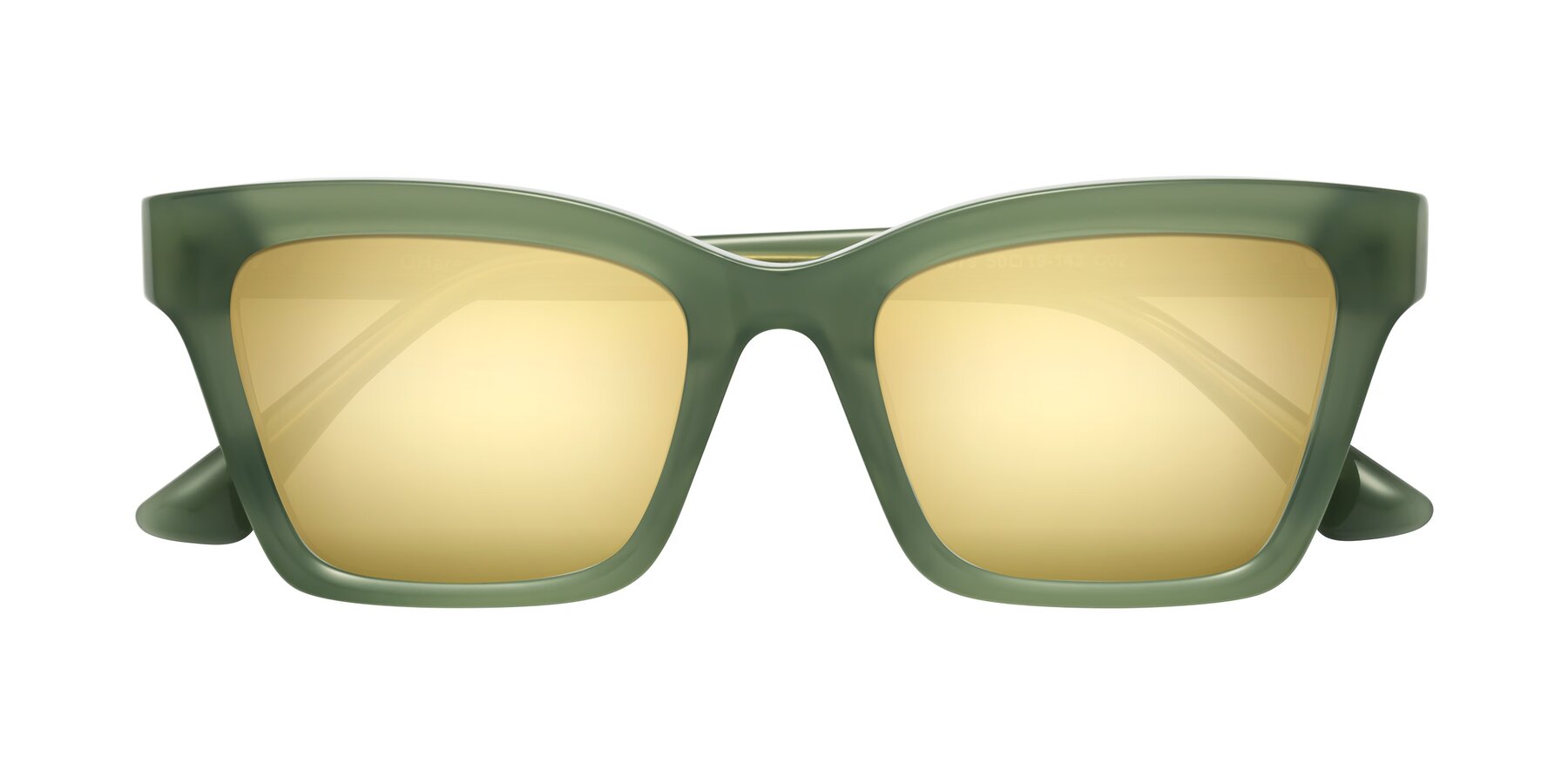 Folded Front of OHare in Sage Green with Gold Mirrored Lenses