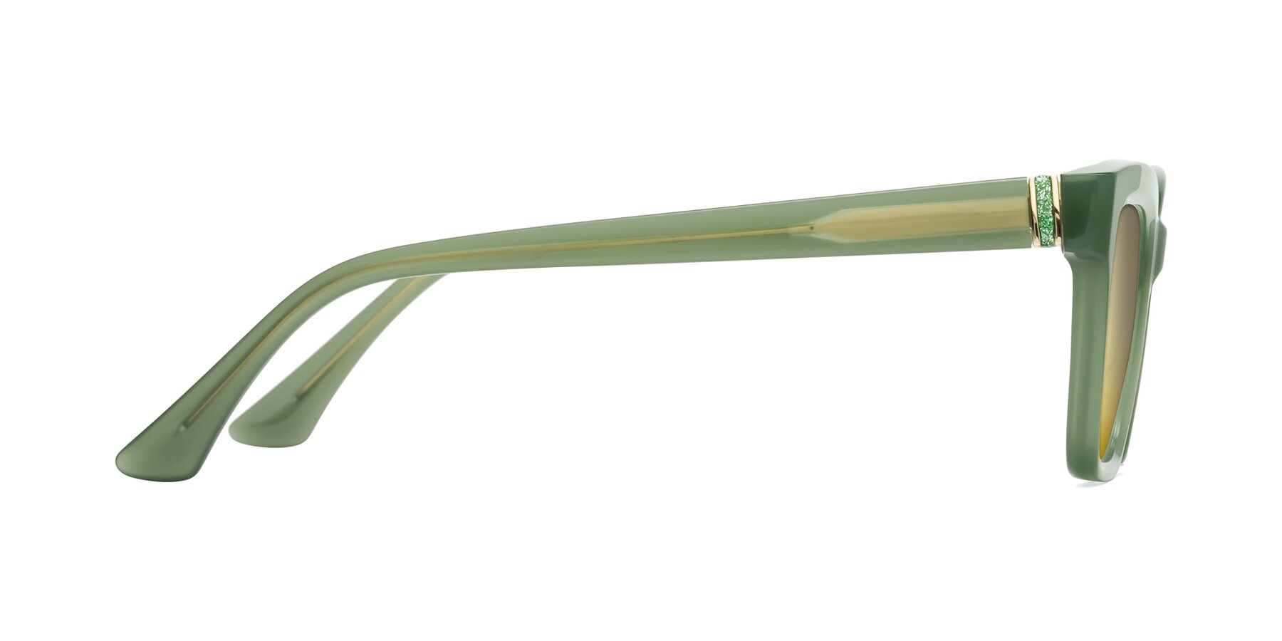 Side of OHare in Sage Green with Gold Mirrored Lenses