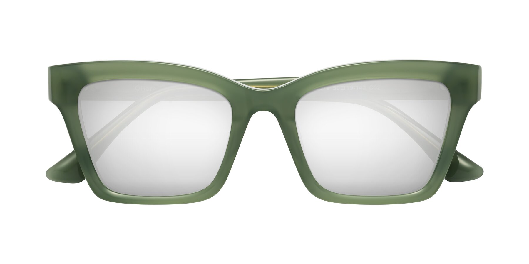 Folded Front of OHare in Sage Green with Silver Mirrored Lenses