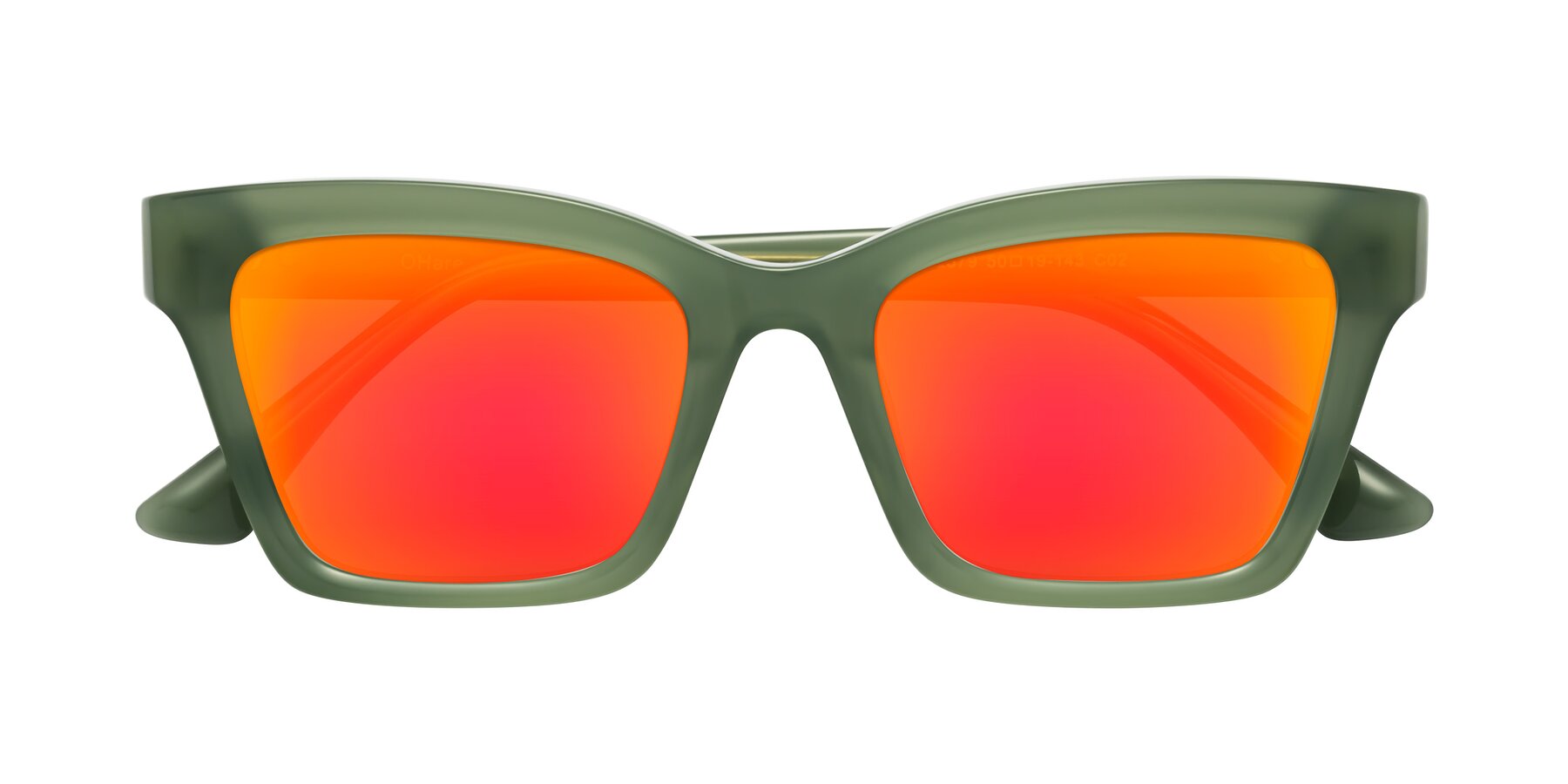 Folded Front of OHare in Sage Green with Red Gold Mirrored Lenses