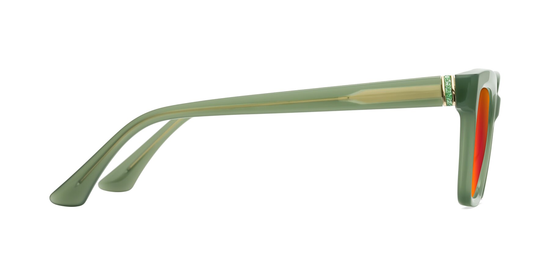 Side of OHare in Sage Green with Red Gold Mirrored Lenses