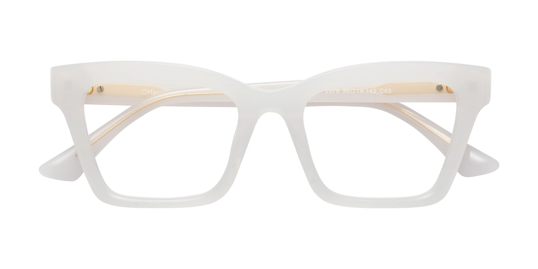 Folded Front of OHare in Snow White with Clear Blue Light Blocking Lenses
