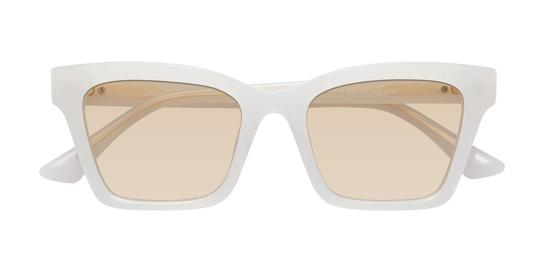 Folded Front of OHare in Snow White with Light Brown Tinted Lenses