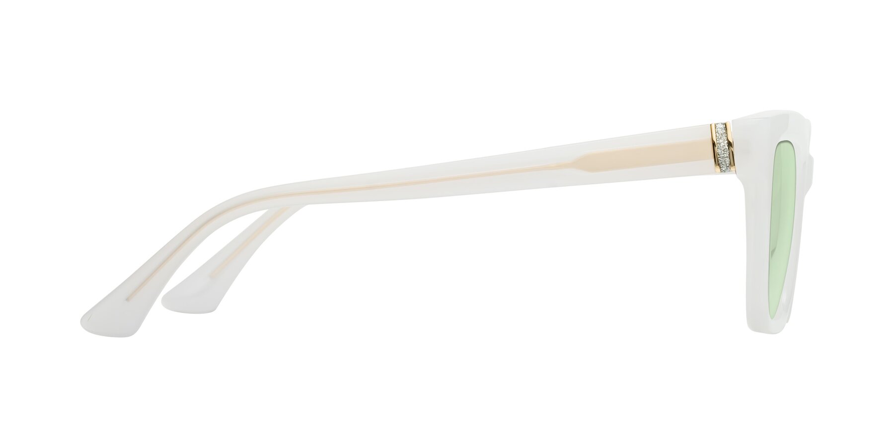 Side of OHare in Snow White with Light Green Tinted Lenses