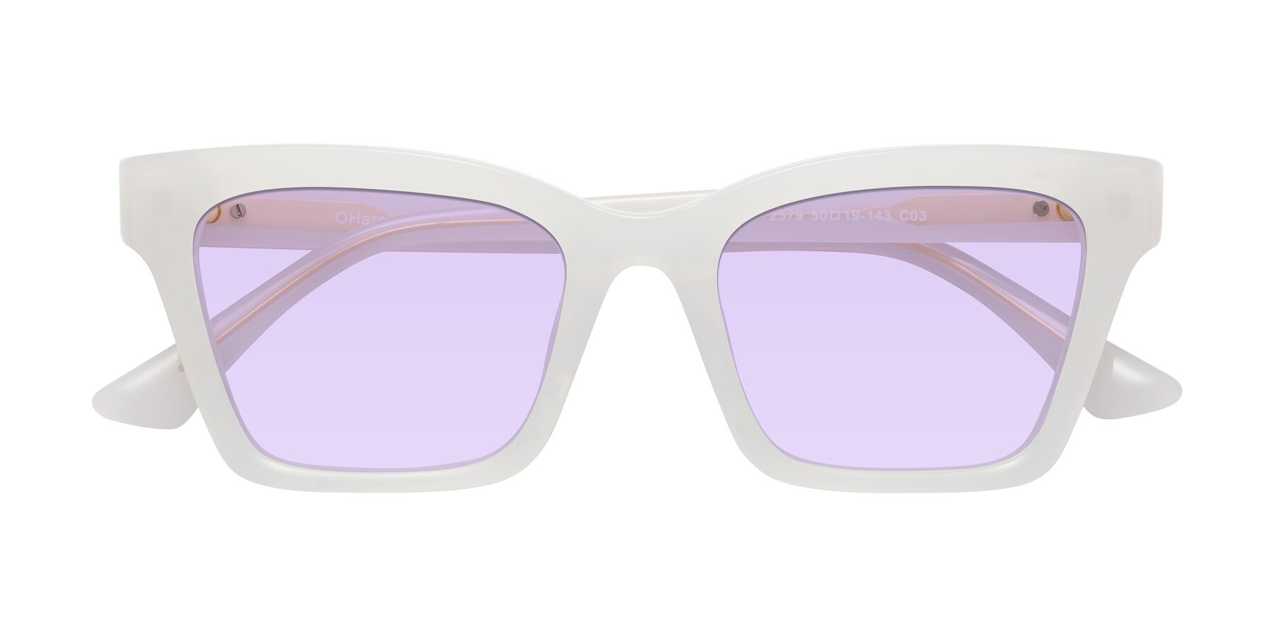 Folded Front of OHare in Snow White with Light Purple Tinted Lenses