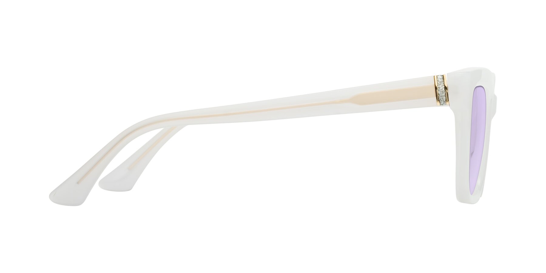 Side of OHare in Snow White with Light Purple Tinted Lenses