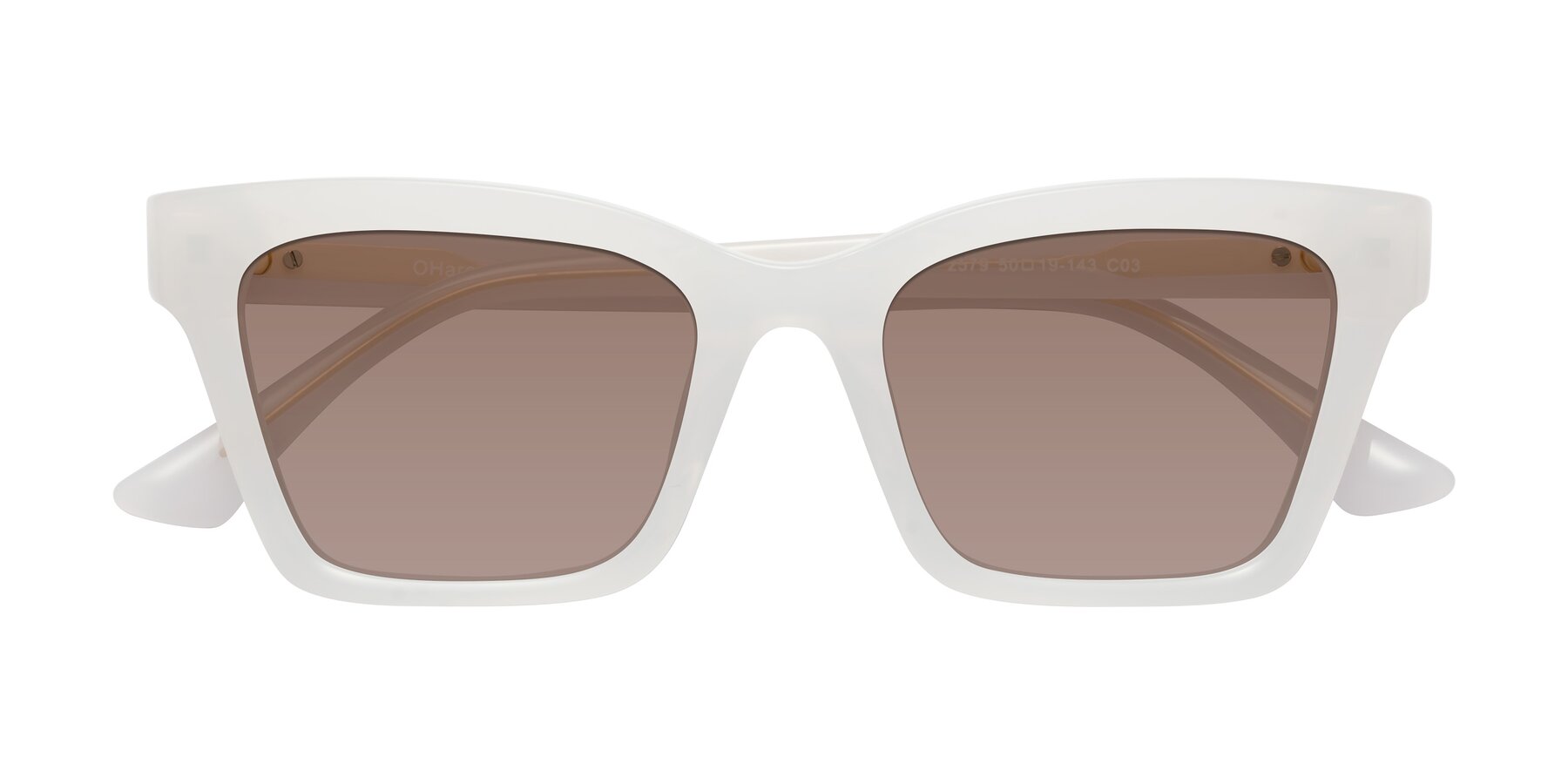 Folded Front of OHare in Snow White with Medium Brown Tinted Lenses