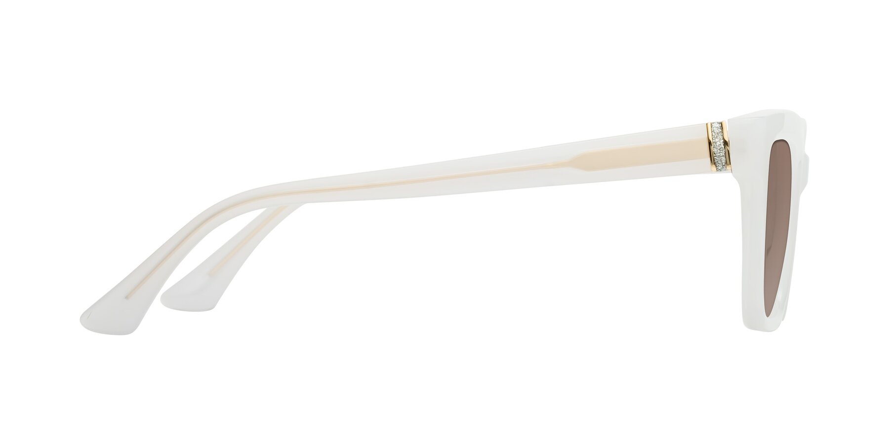 Side of OHare in Snow White with Medium Brown Tinted Lenses