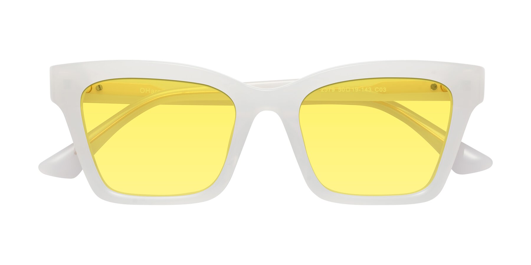 Folded Front of OHare in Snow White with Medium Yellow Tinted Lenses