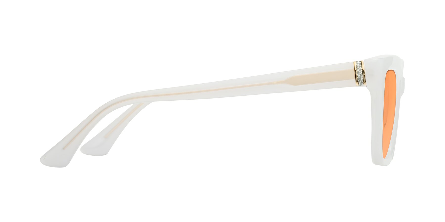 Side of OHare in Snow White with Medium Orange Tinted Lenses