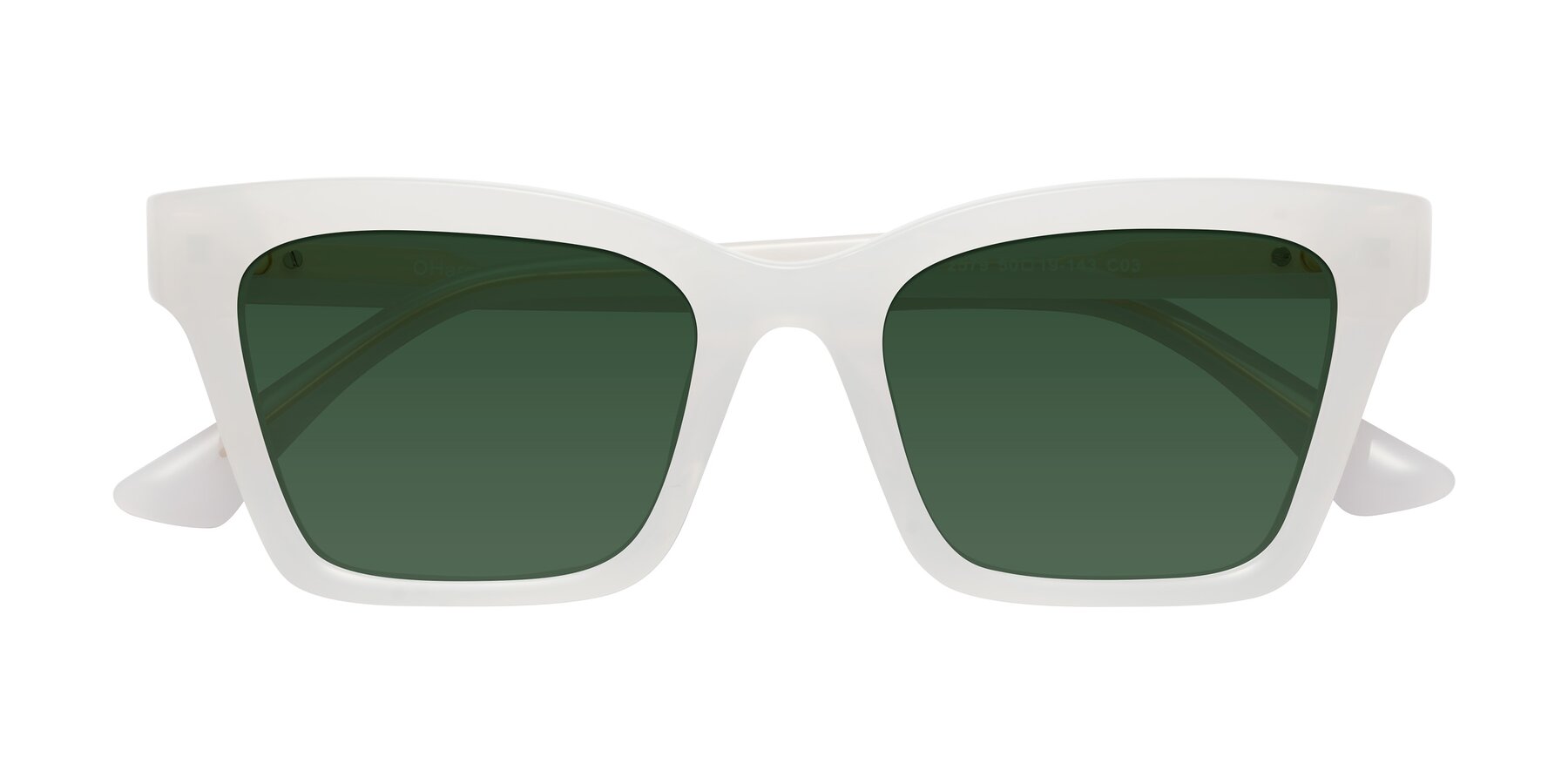 Folded Front of OHare in Snow White with Green Tinted Lenses