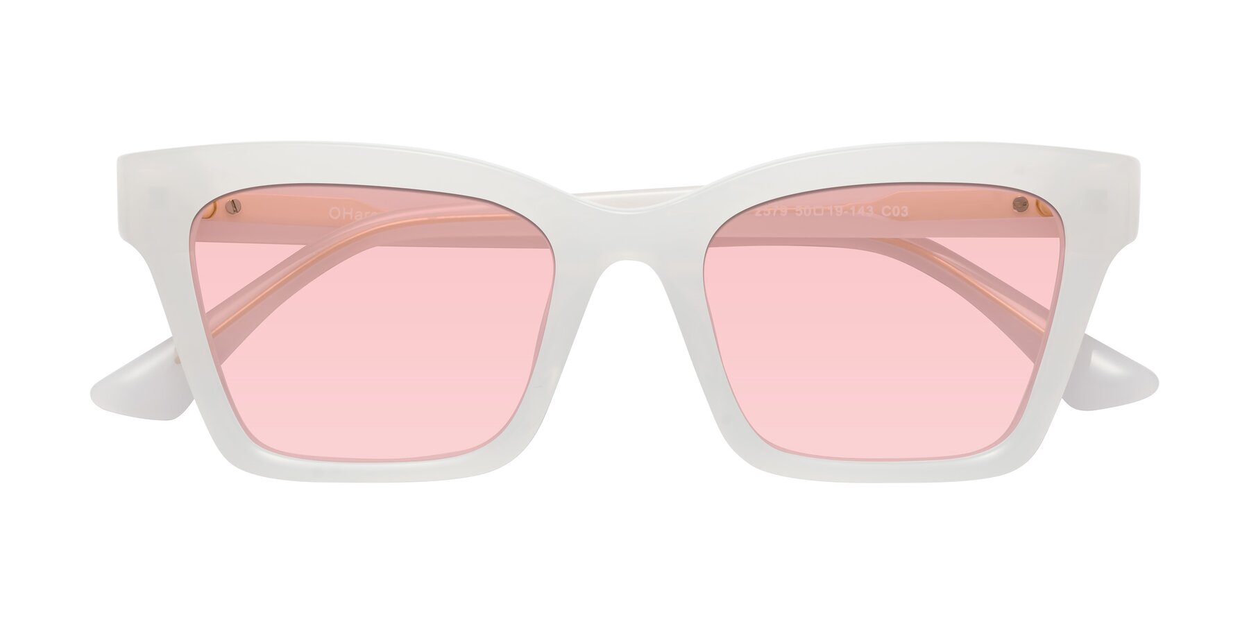 Folded Front of OHare in Snow White with Light Garnet Tinted Lenses