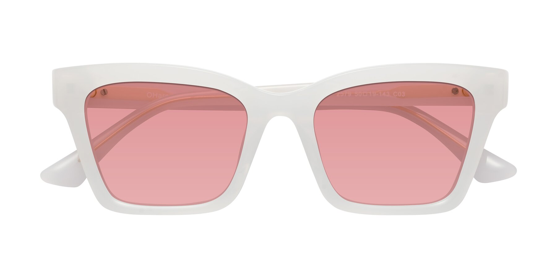 Folded Front of OHare in Snow White with Medium Garnet Tinted Lenses