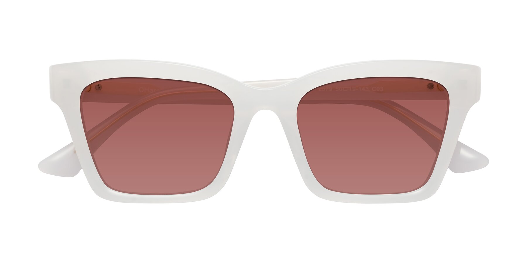 Folded Front of OHare in Snow White with Garnet Tinted Lenses
