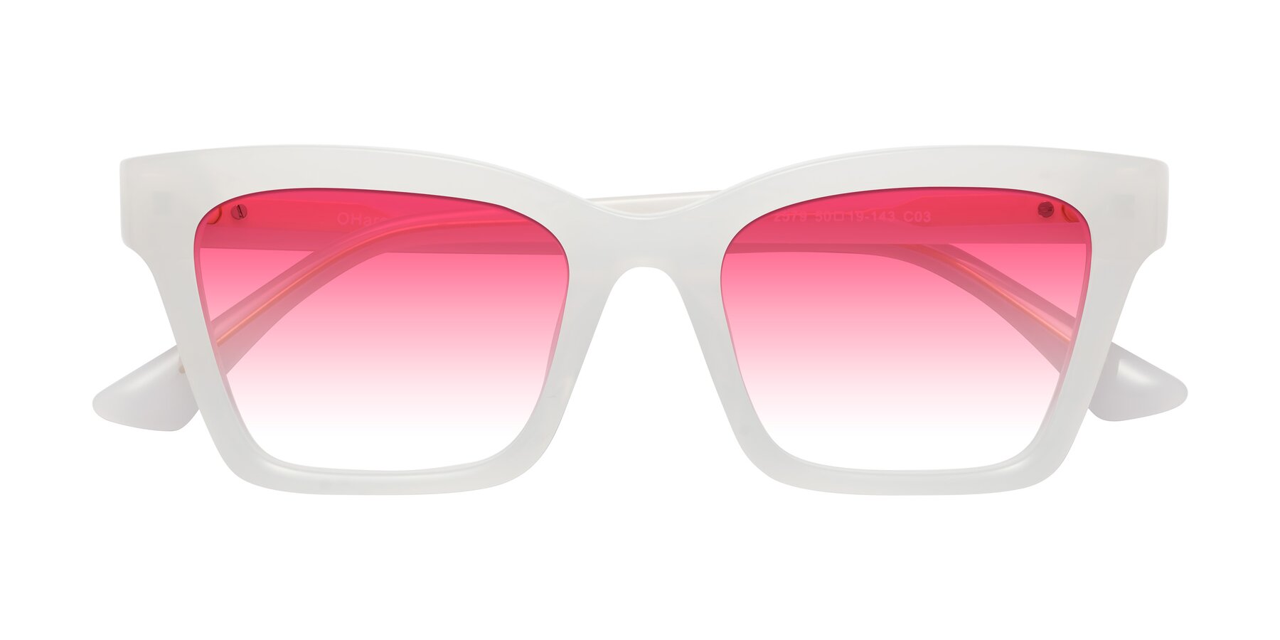 Folded Front of OHare in Snow White with Pink Gradient Lenses