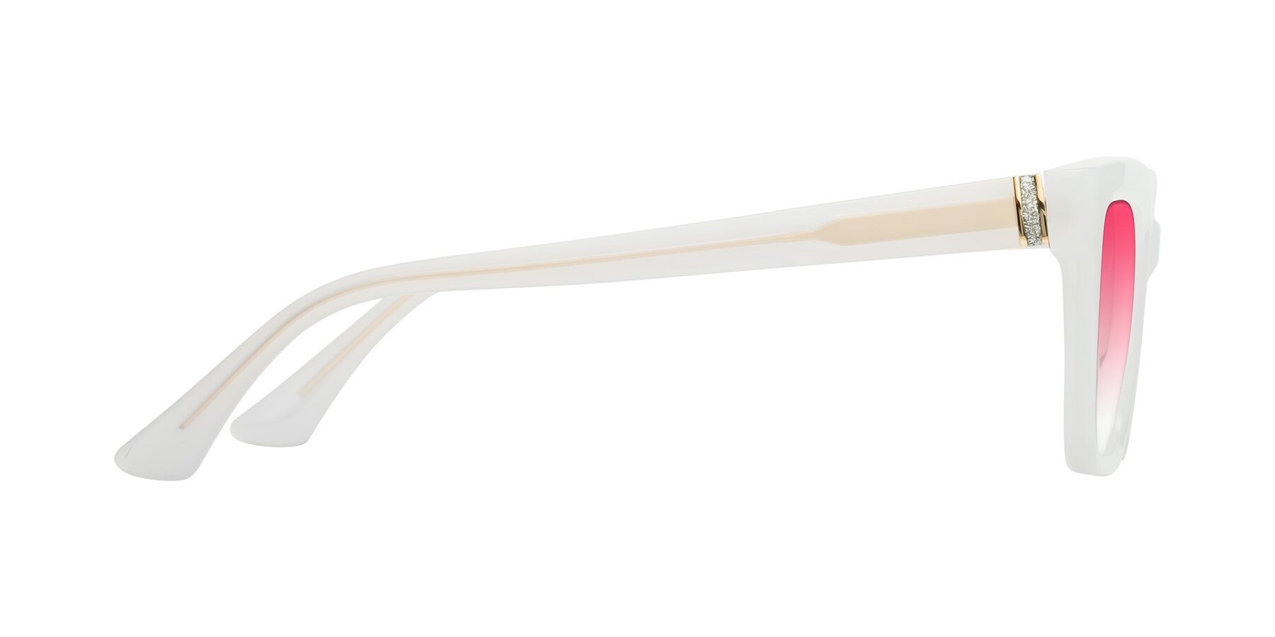 Side of OHare in Snow White with Pink Gradient Lenses