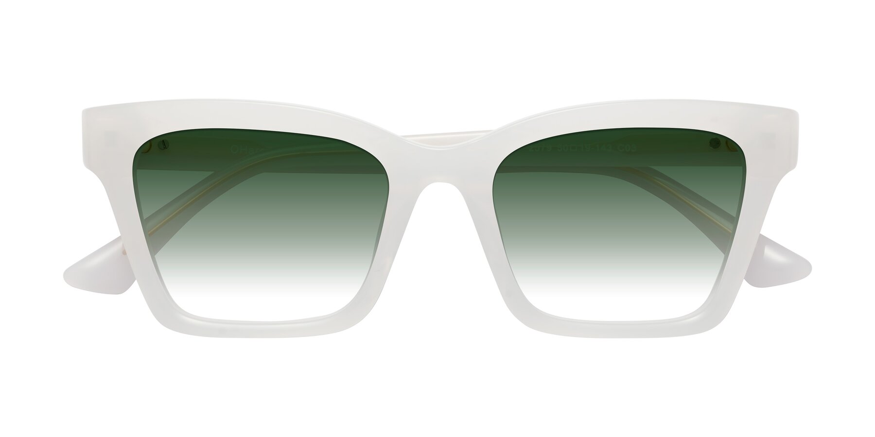 Folded Front of OHare in Snow White with Green Gradient Lenses