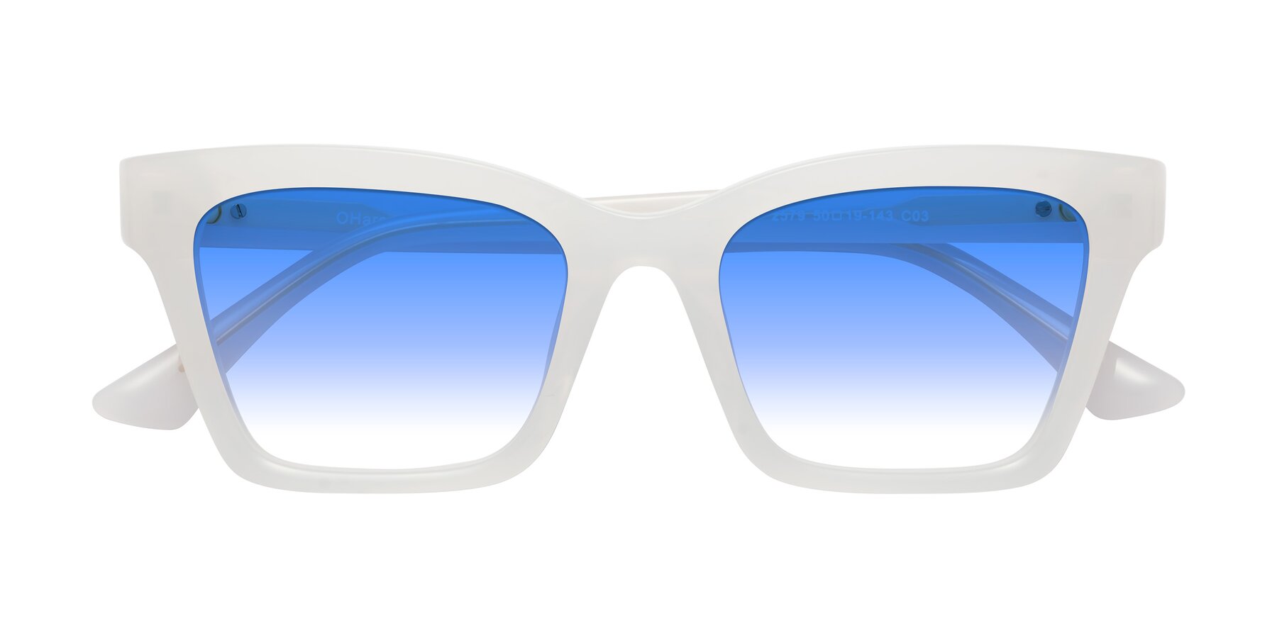 Folded Front of OHare in Snow White with Blue Gradient Lenses