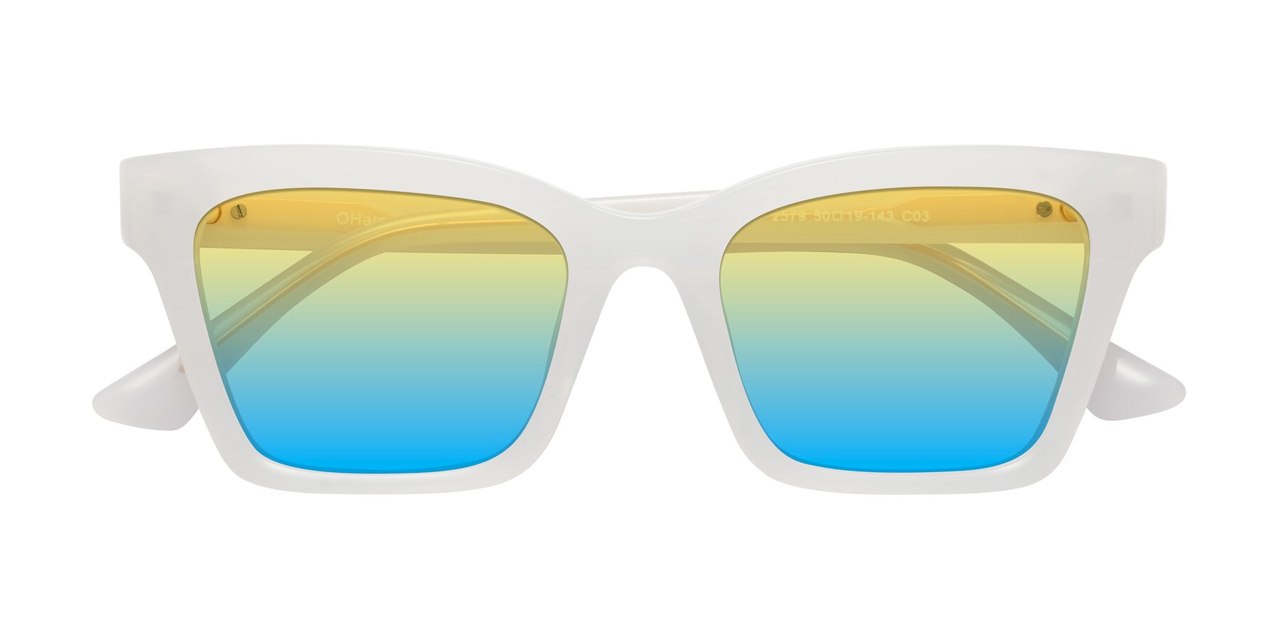 Folded Front of OHare in Snow White with Yellow / Blue Gradient Lenses