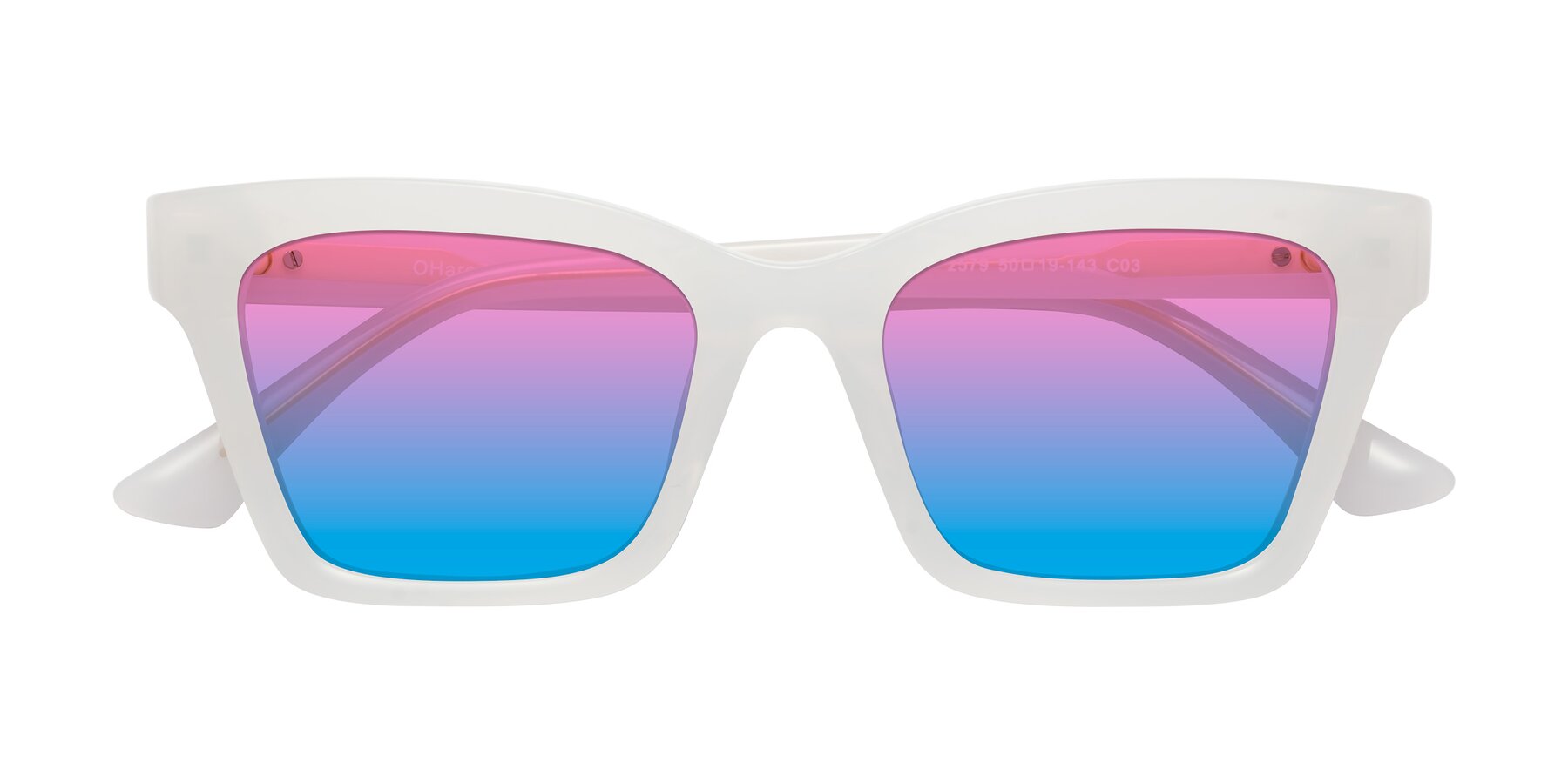 Folded Front of OHare in Snow White with Pink / Blue Gradient Lenses