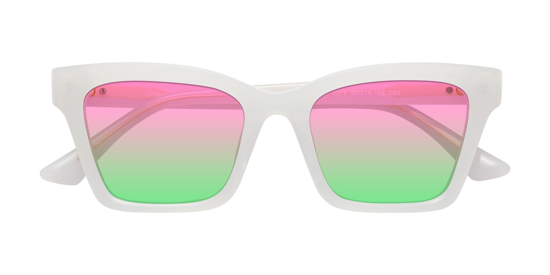 Folded Front of OHare in Snow White with Pink / Green Gradient Lenses