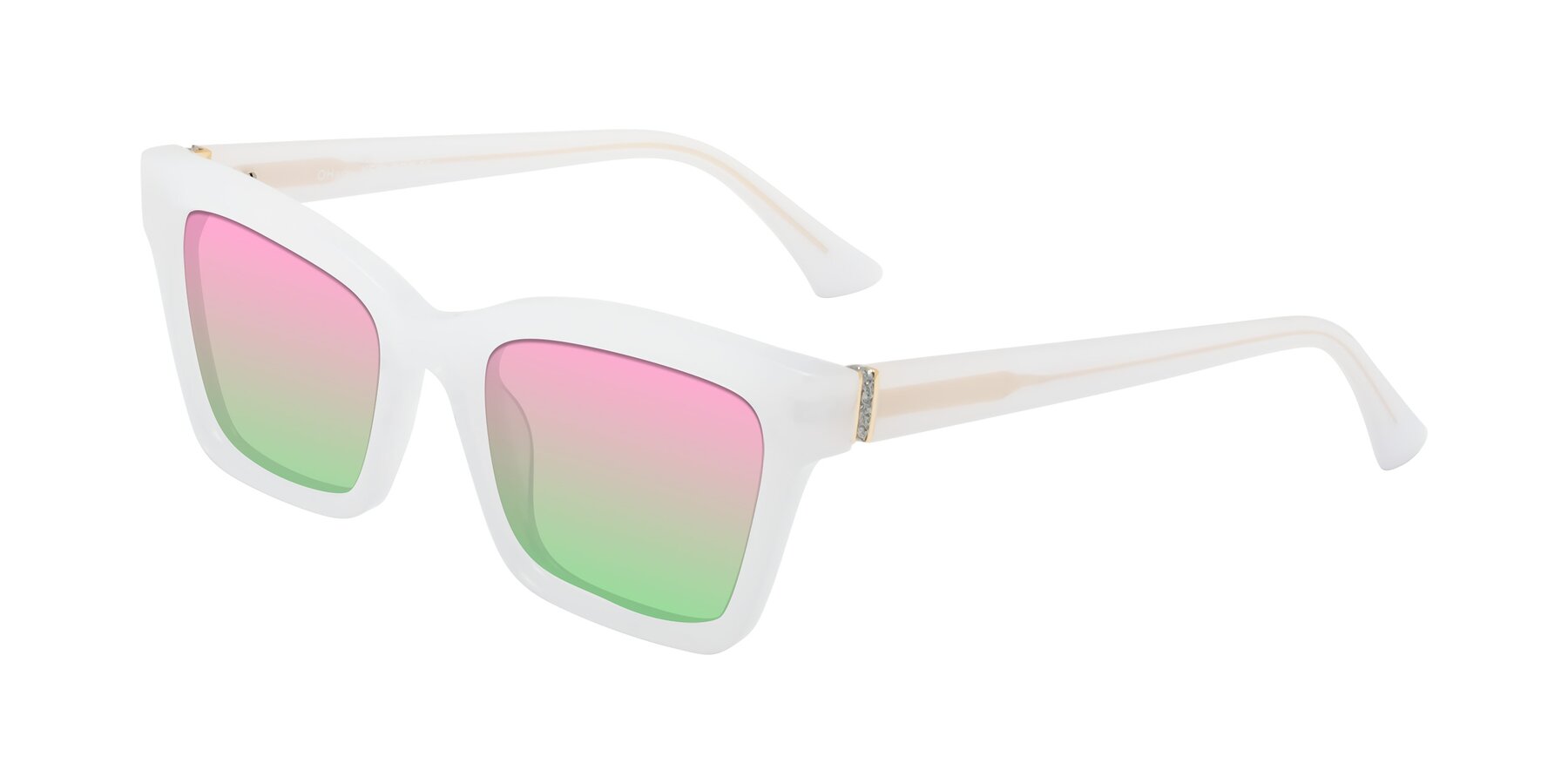 Angle of OHare in Snow White with Pink / Green Gradient Lenses