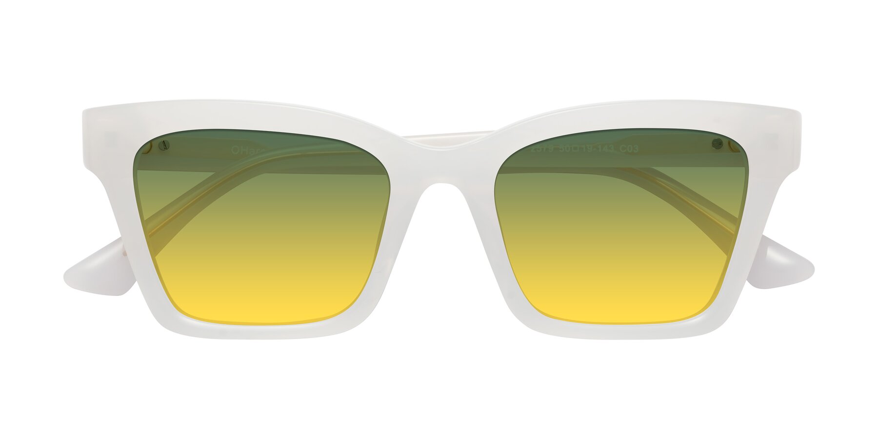 Folded Front of OHare in Snow White with Green / Yellow Gradient Lenses